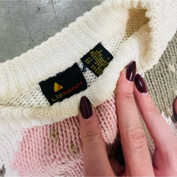 vintage 90s preppy pink and green argyle sweater! - Picture 4 of 4